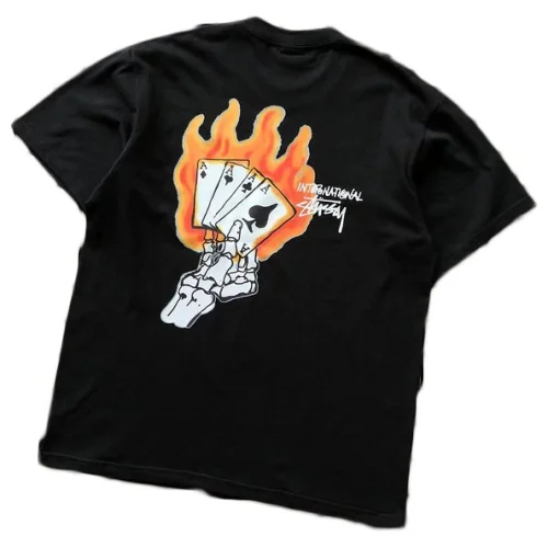 Футболка Stussy Burning Playing Cards Print "Black"