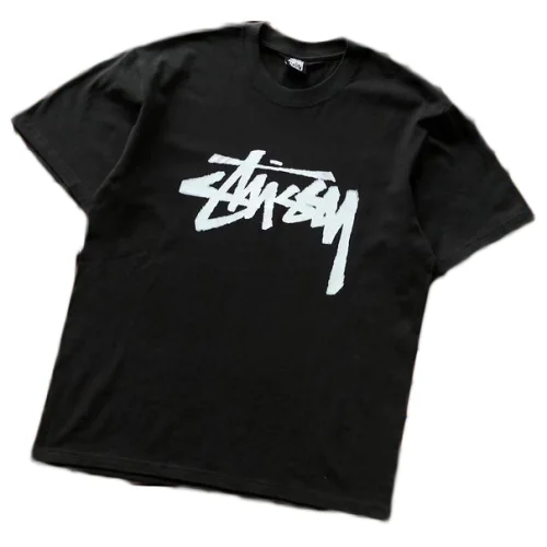 Футболка Stussy Wide Logo Lettering Front "Black"
