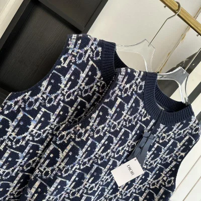 Жилетка Christian Dior White And Blue Logos Print "Black" фото № 2