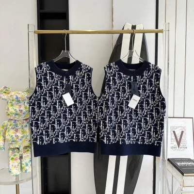 Жилетка Christian Dior White And Blue Logos Print "Black" фото № 7