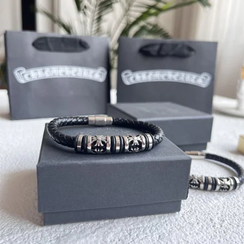 Браслет Chrome Hearts With Logo Brand And Silver Insert "Black"