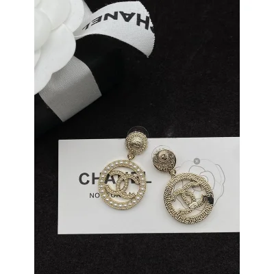 Серьги Chanel Logo Symbol Inside Circle "Gold" фото № 2
