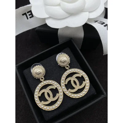 Серьги Chanel Logo Symbol Inside Circle "Gold" фото № 3