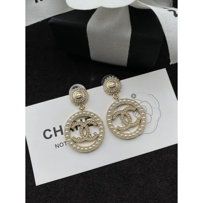 Серьги Chanel Logo Symbol Inside Circle "Gold" фото № 4