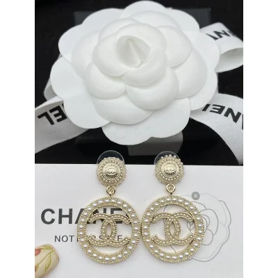 Серьги Chanel Logo Symbol Inside Circle "Gold" фото № 5
