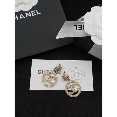 Серьги Chanel Logo Symbol Inside Circle "Gold" фото № 6