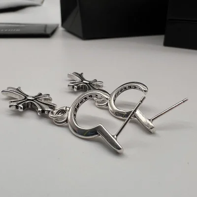 Серьги Chrome Hearts Branded - Cross "Silver" фото № 3
