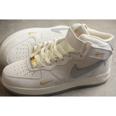 Nike Air Force 1 Mid "Grey/Gold/White" фото № 6