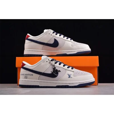 Louis Vuitton x Nike Dunk Low "White/Navy" фото № 7