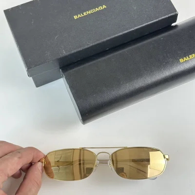 Солнцезащитные очки Balenciaga Aviator Shape And Thin Temples "Brown/Gold" фото № 2