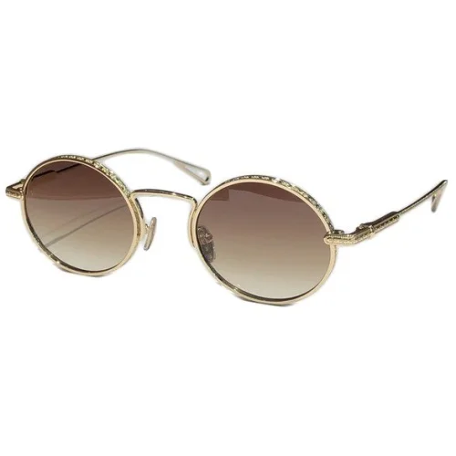 Солнцезащитные очки Chrome Hearts Rounded Shaped With Decorated Frame "Brown"