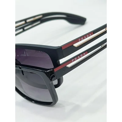 Солнцезащитные очки Prada Temples With White Stripe "Black" фото № 3