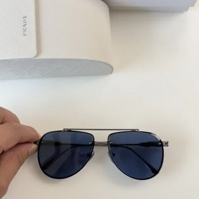 Солнцезащитные очки Prada Aviator Shaped And Thin Frame "Blue" фото № 2