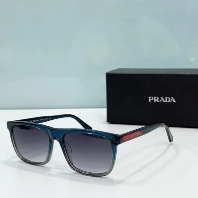 Солнцезащитные очки Prada Rectangle Form And Inscription On Frame "Blue/Gray" фото № 2