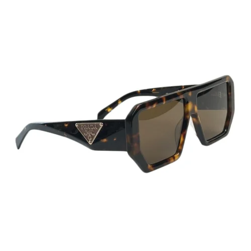 Солнцезащитные очки Prada Hexagon Form Frame With Silver Logo Side "Brown"
