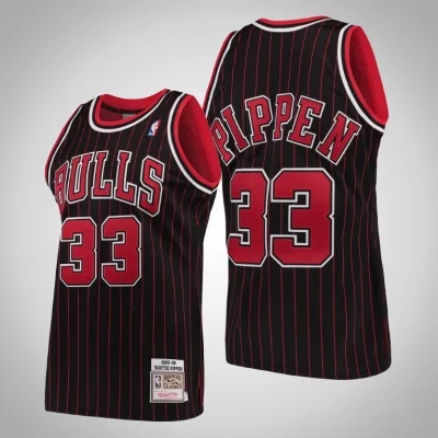 Баскетбольная Джерси NBA Chicago Bulls №33 Scottie Pippen "Black" фото № 2