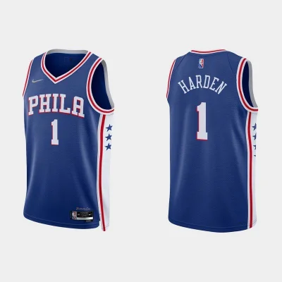 Баскетбольная Джерси Nike X NBA Philadelphia 76ers 21-22 №1 James Harden "Blue" фото № 2