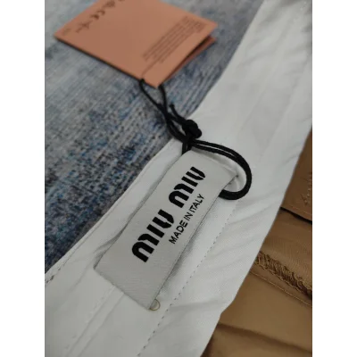 Штаны Miu Miu Backside White Logotype Logo Miu Miu "Brown" фото № 3