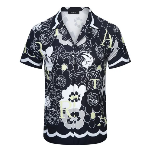 Рубашка Amiri Big Flowers Along And Waves Edge Decoration "Black"
