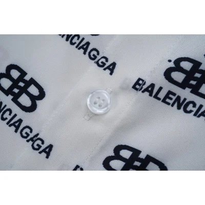 Рубашка Balenciaga Plain With Repeating Logo Along "White" фото № 3