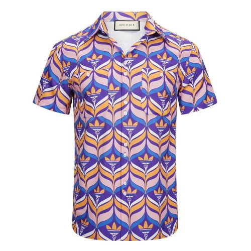 Рубашка Gucci Repeating Trefoil Print In Vertical Lines "Purple"