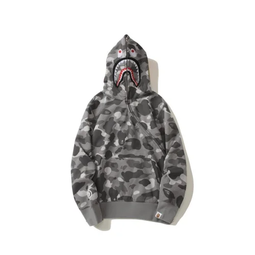 Худи A Bathing Ape Camouflage Diagonal Zip Shark "Gray"
