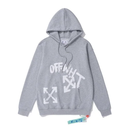 Худи Off White With Text Description On The Back "Gray"