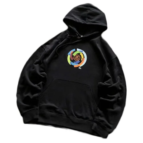 Худи Stussy Circle From Multicolor Details And Big Front Pocket "Black"