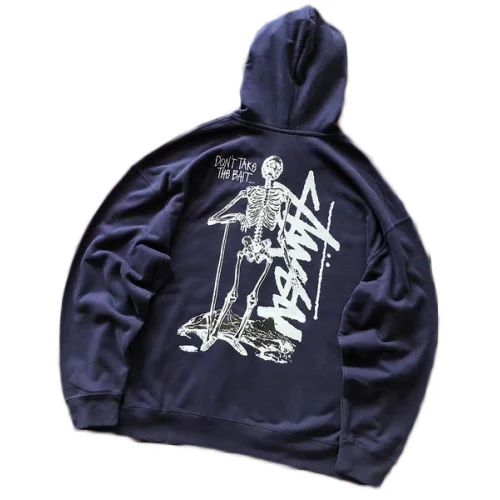 Худи Stussy Skeleton Leaning On Stick "Blue"