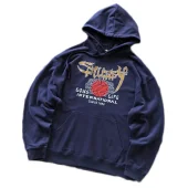 Худи Stussy Logo And Inscription In Japanese Style "Blue"