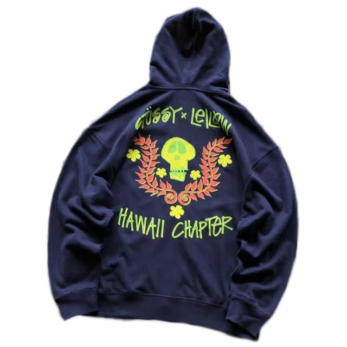 Худи Stussy Colorful Skull With Flowers "Blue"