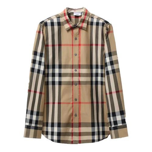 Рубашка Burberry Red And Black And White Lines Print "Brown"