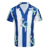 Рубашка Casablanca Short Sleeves Stripes Snakes «Blue White»