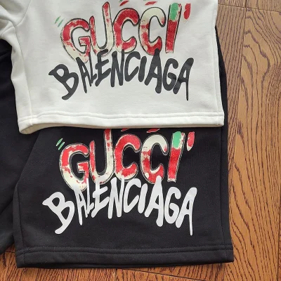 Шорты Balenciaga X Gucci Graffiti Logo "White" фото № 3