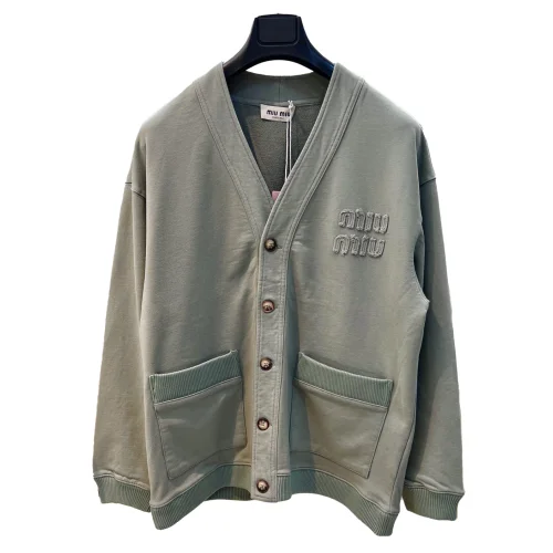 Кардиган Miu Miu Frontside Left Logotype Miu Miu "Navy Gray"
