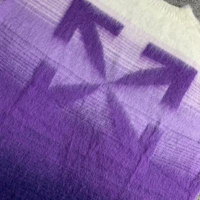 Свитер Off White With Stripes On The Sleeves And Logo "Violet/White" фото № 5