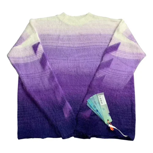 Свитер Off White With Stripes On The Sleeves And Logo "Violet/White"