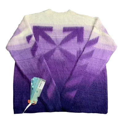 Свитер Off White With Stripes On The Sleeves And Logo "Violet/White" фото № 7