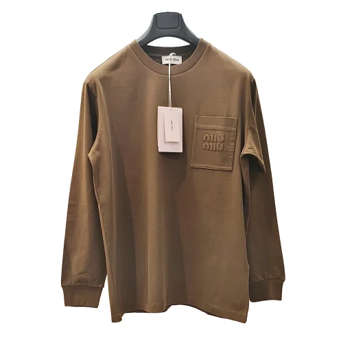 Свитшот Miu Miu Frontside Logo Clear Logotype On The Pocket "Brown"