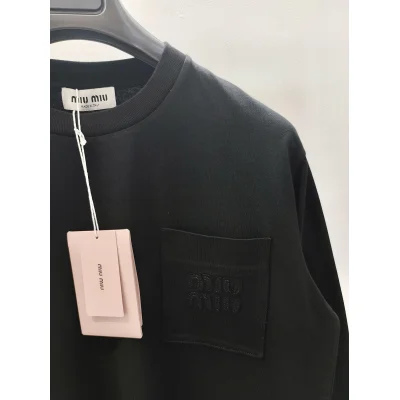 Свитшот Miu Miu Frontside Logo Clear Logotype On The Pocket "Brown" фото № 3