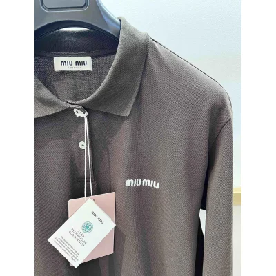 Свитшот Miu Miu White Frontside Logo On The Dark Fabric "Brown" фото № 4