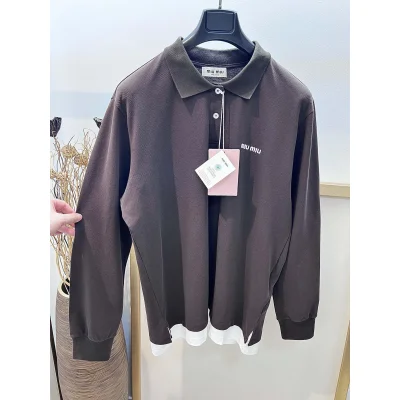 Свитшот Miu Miu White Frontside Logo On The Dark Fabric "Brown" фото № 5