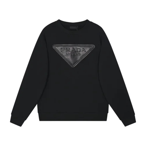 Свитшот Prada Large Leather Logo "Black"