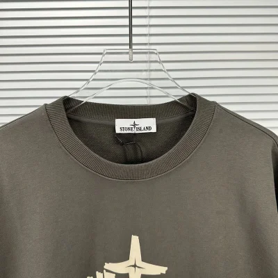 Свитшот Stone Island With Text Logo And Emblem — Single Color "Gray" фото № 3