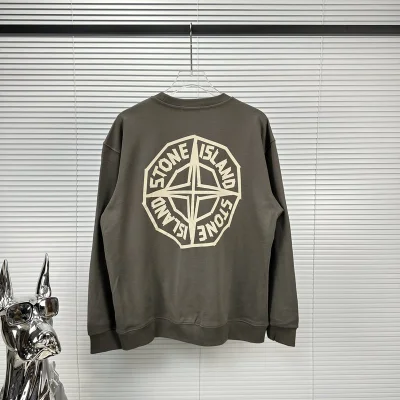 Свитшот Stone Island With Text Logo And Emblem — Single Color "Gray" фото № 4