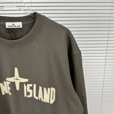 Свитшот Stone Island With Text Logo And Emblem — Single Color "Gray" фото № 6