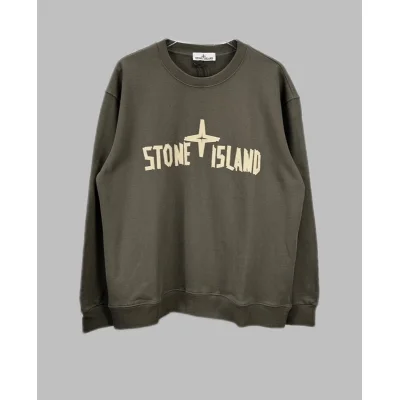 Свитшот Stone Island With Text Logo And Emblem — Single Color "Gray" фото № 8