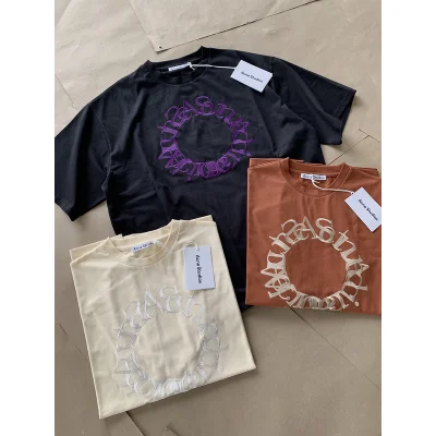 Футболка Acne Studios Base Color With Logo "Beige" фото № 3