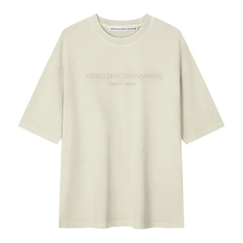 Футболка Alexander Wang Logo Brand New York Text "Beige/Gray"