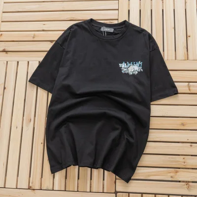 Футболка Amiri Logo With White Flowers "Black" фото № 2